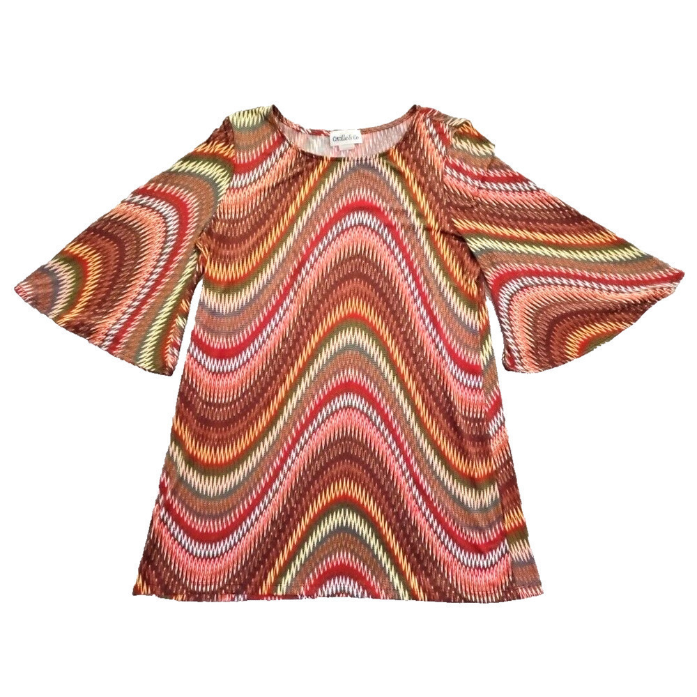 Camille & Co Women's Size XL Geometric Boho Blouse Bell Sleeve Fairycore‎ Y2K